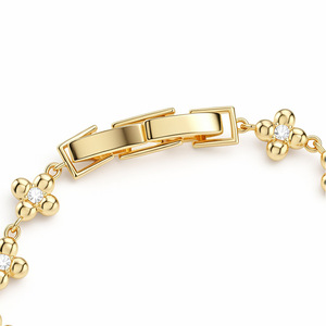 Flower Shape <b>Gemstone</b> <b>Bracelet</b> Zinc Alloy Claw Setting For Women Gift Jewelry - Product Image 3