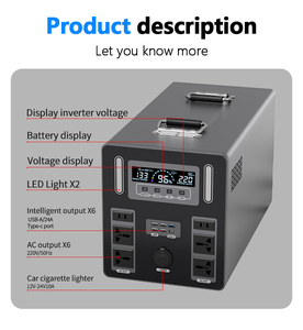 Station d'alimentation portable tout-en-un 500W 1000W 1500W 3000W 3600W, batterie externe d'extérieur, générateur solaire <span class=keywords><strong>de</strong></span> secours avec panneau - Product Image 3