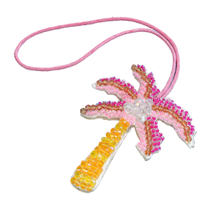 จี้ต้นมะพร้าวสไตล์โบฮีเมียนสำหรับฤดูร้อน ทำด้วยมือ ประดับด้วยลูกปัดข้าวสีเขียวขาวและมุก ดีไซน์แฟชั่น เหมาะสำหรับใช้เป็นเครื่องประดับกระเป๋า - Product Image 5