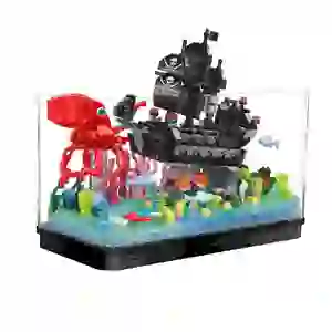 신상품 DIY 퍼즐 어항 미니 빌딩 블록 세트 오션 월드 동물 타이타닉과 블랙 펄 선박 모델 벽돌 세트