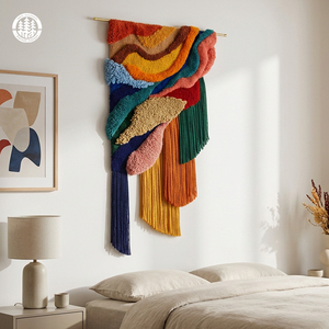 Tapis mural moderne de chambre à coucher, de qualité supérieure, écologique, réversible, imperméable, tufté à la main, personnalisable, en laine de Nouvelle-Zélande/botanique - Product Image 1