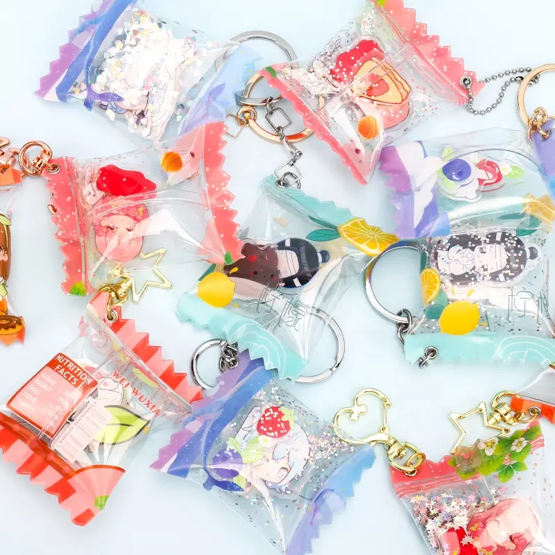 Vograce Custom Acrylic Candy Keychain Candy Pendant Inflatable Puffed Air Charms Candy Charms For Keychain