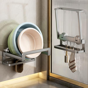 Étagère de salle de bain à fixation par ventouse, support de rangement pliable, aucun perçage requis, conception rectangulaire durable pour lavabo de toilette - Product Image 3