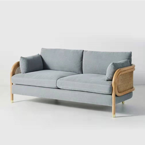 Meubles modernes personnalisés vente directe d'usine entrepôts de canapés convertibles de haute qualité en bois massif rotin double siège pour salon - Product Image 1