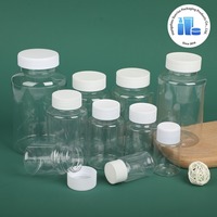 Bouteille en plastique transparente PET avec bouchon à vis à large ouverture de 20 ml/50 ml/100 ml/200 ml/300 ml/500 ml, bouteille pour solution aqueuse, bouteille pour médicaments