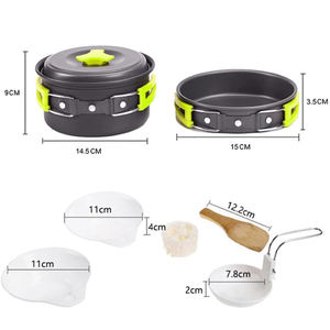 Ensemble de cuisine de camping portable pour 1 à 2 personnes, pique-nique, barbecue, casserole, poêle, équipement de cuisine en plein air - Product Image 5
