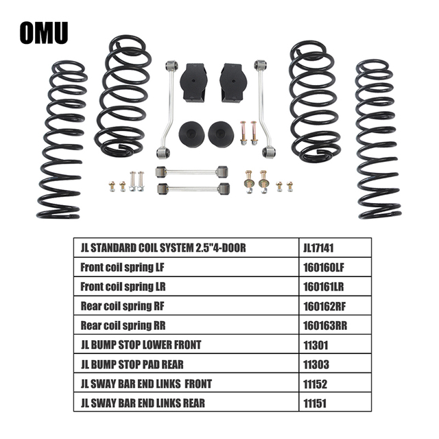 2.5 Inches Suspension Kits for JEEP Wrangler JL Coil Spring Elevated Suite Auto Accseeories Lift Kits