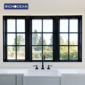 Fenêtres à battants RICHOCEAN en aluminium à double vitrage <span class=keywords><strong>pour</strong></span> l'extérieur, style grille française, avec manivelle, en vente - Product Image 2