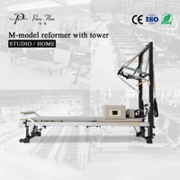 Semitrapecio de Pilates de Aluminio Resistente con Torre y Correas Antideslizantes para Espacios Profesionales