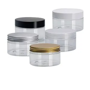 Wholesale Food Grade 100g 120g 150g 200g 250g 300g 400g 500g Amber Clear PET Plastic Jar With Aluminum Plastic Screw Cap