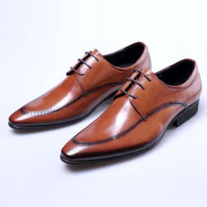 Nouvelles Chaussures Habillées à Lacets pour Hommes Printemps 2026 - Chaussures en Cuir Tendance à Bout Pointu pour Tenues Professionnelles - Product Image 1