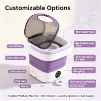Machine à laver-sécher portable multifonction tout-en-un, pliable, entièrement automatique, à chargement par le haut, pour l'extérieur, avec prise transfrontalière