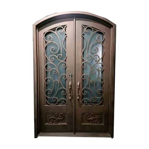 Porte d'entrée double battante contemporaine extérieure en arc à coupure thermique - Product Image 3