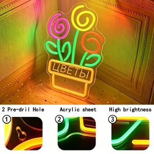ไฟนีออน LED รูปดอกไม้สไตล์รัสเซีย สำหรับตกแต่งภายในและภายนอก ป้ายไฟหน้าร้านดอกไม้ แรงดันต่ำ 5V ปลอดภัย พร้อมไฟแสดงสถานะ - Product Image 2
