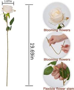 Ramo de Rosas Rosadas Artificiales de 9 Cabezas para Decoración de Bodas - Product Image 5