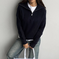 Pull en maille demi-zippé pour femme, style européen et américain, haut décontracté confortable pour commandes en gros, partenariat commercial, personnalisation OEM ODM