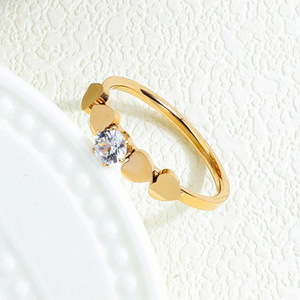 Heart Shape Zircon <b>Ring</b> Gold Women's Engagement Jewelry <b>Fine</b> <b>Rings</b> - Product Image 2