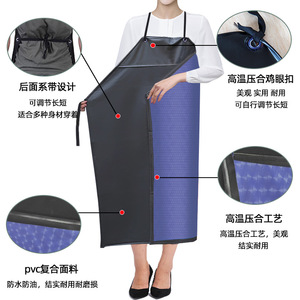 Pvc Composite Bib Apron 80x110cm Waterproof Oil Proof Industrial Work Protective Apron For Cooking And Production - Product Image 1