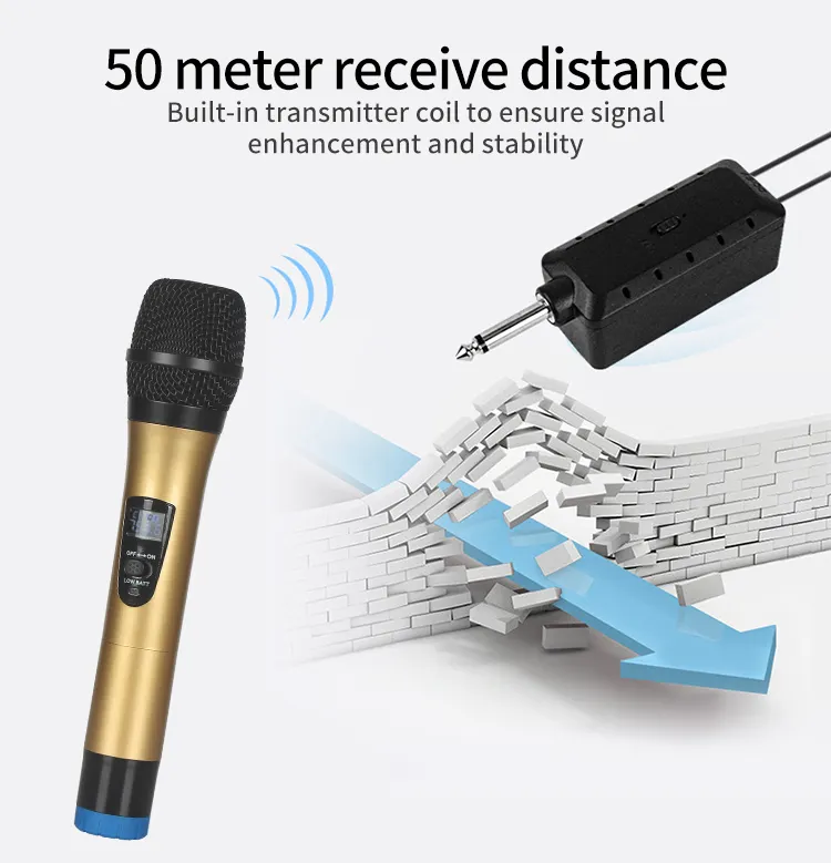 E8 Wireless Microphone 2 Channels UHF Professional Handheld Mic Micphone Micro Phone For Karaoke Meeting 50 Meters Sing Song KTV