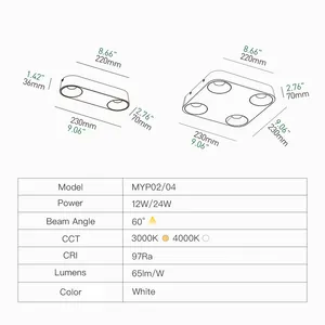 XRZLux Led Down Light Monté en Surface Plafonnier Intérieur Spot Carré Monté en Surface Aluminium COB LED Downlight