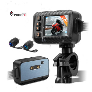 กล้องติดรถมอเตอร์ไซค์ Podofo 2.0 นิ้ว หน้าจอ IPS HD 720P+1080P บันทึกการขับขี่แบบวนซ้ำ เลนส์คู่ กล้องบันทึกภาพสำหรับมอเตอร์ไซค์และรถยนต์ กันน้ำระดับ IP65 - Product Image 1