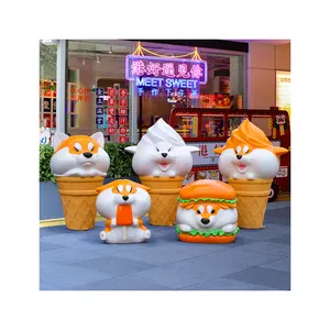 Outdoor fiberglass simulation cartoon ice cream sculpture mall, milk tea shop, dessert shop decoration