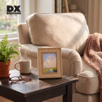 Bingkai Foto Kayu Nordik Ukuran Khusus 4x6 5x7 Inci DX Designs, Bingkai Gambar Kayu Tekstur Rotan Anyaman untuk Dekorasi Rumah di Meja