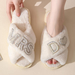 Pantofole da <span class=keywords><strong>donna</strong></span> a punta aperta, morbide, da interno ed esterno, per camera da letto, ciabatte incrociate, per <span class=keywords><strong>sposa</strong></span> e invitati a matrimoni - Product Image 4