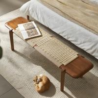 Banc d'essayage moderne pour l'entrée, tabouret à chaussures, meuble de chambre à coucher en bois massif nordique, banc long au bout du lit