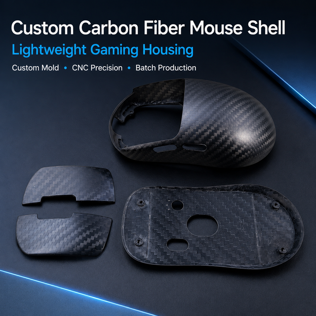 Custom Mouse Shell Manufacturer Bulk Supply 3K Twill Lightweight Gaming with Carbon Fiber Plate Gaming Mouse Shell