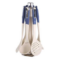 Ensemble d'ustensiles de cuisine en silicone durable antiadhésif 7 pièces avec louche, cuillères, poignée ergonomique, résistant au lave-vaisselle et à la chaleur