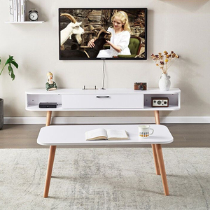 Juego de Muebles de Madera para Sala de Estar con Soporte para <span class=keywords><strong>TV</strong></span> y Mesa de Centro con Almacenamiento, Diseño Moderno y Sencillo - Product Image 5