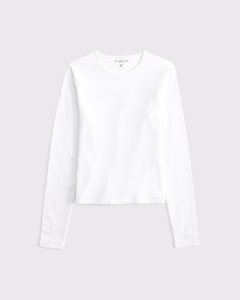Venta al por Mayor, Camiseta Corta de Manga Larga para Mujer, Cuello Redondo, Estampada, Blanca, Corte Regular, Tela de Algodón Premium, Transpirable, Informal de Verano - Product Image 4
