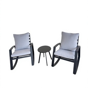 Made in Viet Nam Modern Outdoor Aluminum Frame Rocking Chair with Gray Cushion <b>Garden</b> Furniture for Villa Contemporary Design - Product Image 1