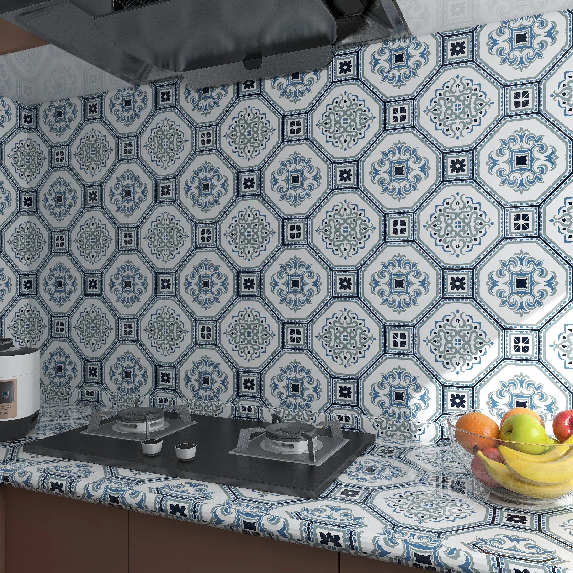 UDK Moroccan Plaid Wall Stickers for Kitchen Decoration Self-adhesive Easy to Apply and Clean Charming and Cozy Pattern