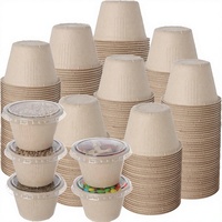 Gobelets à soufflé personnalisés imprimés de 4 oz en fibre de bagasse de canne à sucre, écologiques, biodégradables, jetables, pour fêtes, lot de 100, avec couvercle pour sauce
