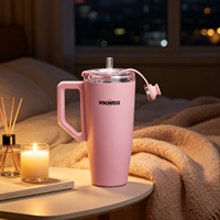 Bouteille d'eau isotherme en acier inoxydable de grande capacité 30 oz, isolation thermique 12-24h, anti-fuite, poignée antidérapante