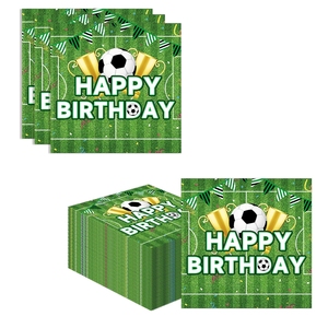 Set Decorazioni per <span class=keywords><strong>Festa</strong></span> di Compleanno a Tema Calcio, Tovaglioli di Carta Quadrati per Forniture per Feste a Tema Calcio, Tovaglioli da Calcio per Giornata di Partita - Product Image 1