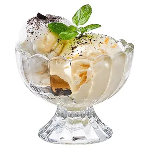 ถ้วยไอศครีมแก้วใสขนาด5ออนซ์,ถ้วยแก้วค็อกเทล Trifle/ผลไม้/สลัดชามขนมแก้วทิวลิปขนาดเล็กที่วางเท้าน่ารัก