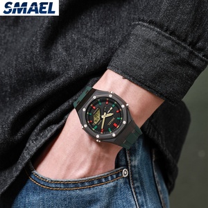 Montre sport pour homme SMAEL 8088, double fuseau horaire, haute qualité, affichage analogique-numérique, luxe, écran LED, bracelet en caoutchouc. - Product Image 6
