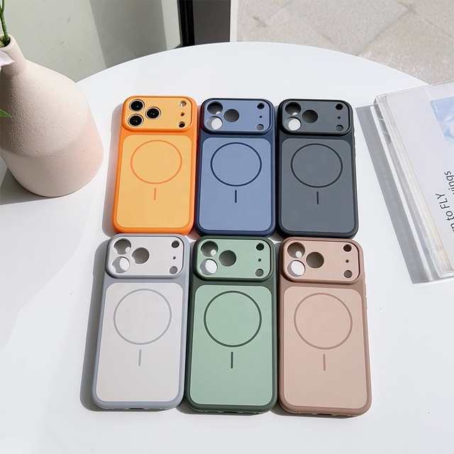 Luxury Contrast Color Frosted Magnetic Mobile Phone Case for iPhone 16 17 18 Pro Max Lens Film Protection Skin-Feel Phone Cover