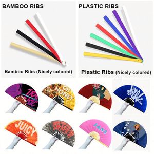 พัดมือพลาสติก ไม้ไผ่ พิมพ์โลโก้ตามสั่ง สำหรับงานแต่งงาน พัดจีนแบบพับได้ พัดตบมือ - Product Image 4