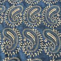 Nouveau design GRS 100% coton biologique importé tissé brodé Tissu bleu à motif damassé paisley pour chemises de garçons Utilisation en extérieur