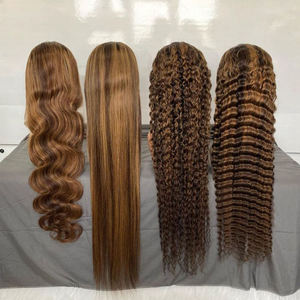 Perruque Lace Front HD Transparente <span class=keywords><strong>40</strong></span> Pouces P4/27 Piano Highlight Mix Color, Cheveux Humains Vierges Ondulés Sans Colle pour Femmes Noires - Product Image 3