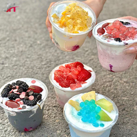 Vasos Desechables para Helado con Logotipo Personalizado Disponibles, Vasos en Forma de U de PET de Grado Alimenticio de 95 mm con Tapas