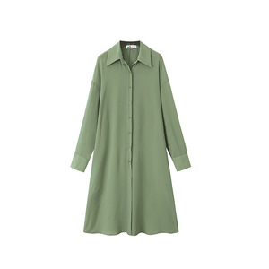 Robe longue pour femme N8843, couleur unie, polyester, protection solaire UPF 50, coupe ample, boutons sur le devant, style simple - Product Image 1