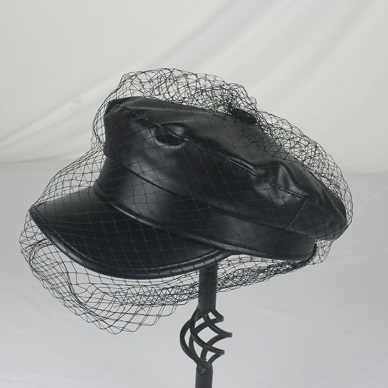 Женский черный берет из искусственной кожи, повседневная Шапка-бини, темно-синие Шапки