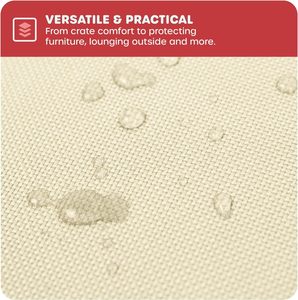 Qiquペット用品カスタムドッグクレートパッド防水ナイロンドッグクレートマットチュープルーフと洗濯機で洗えるオリーブとライトベージュ - Product Image 2