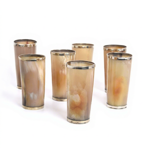 Luxury Buffalo Cow Horn <b>Wine</b> <b>Goblet</b> for Home Bar Natural Horn <b>Wine</b> Glass Handmade Artisan Drink ware with Metal work - Product Image 1