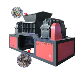 Double roller crusher plastic bottle shredder textile waste shredding styrofoam crushing machine for city garbage sorting line